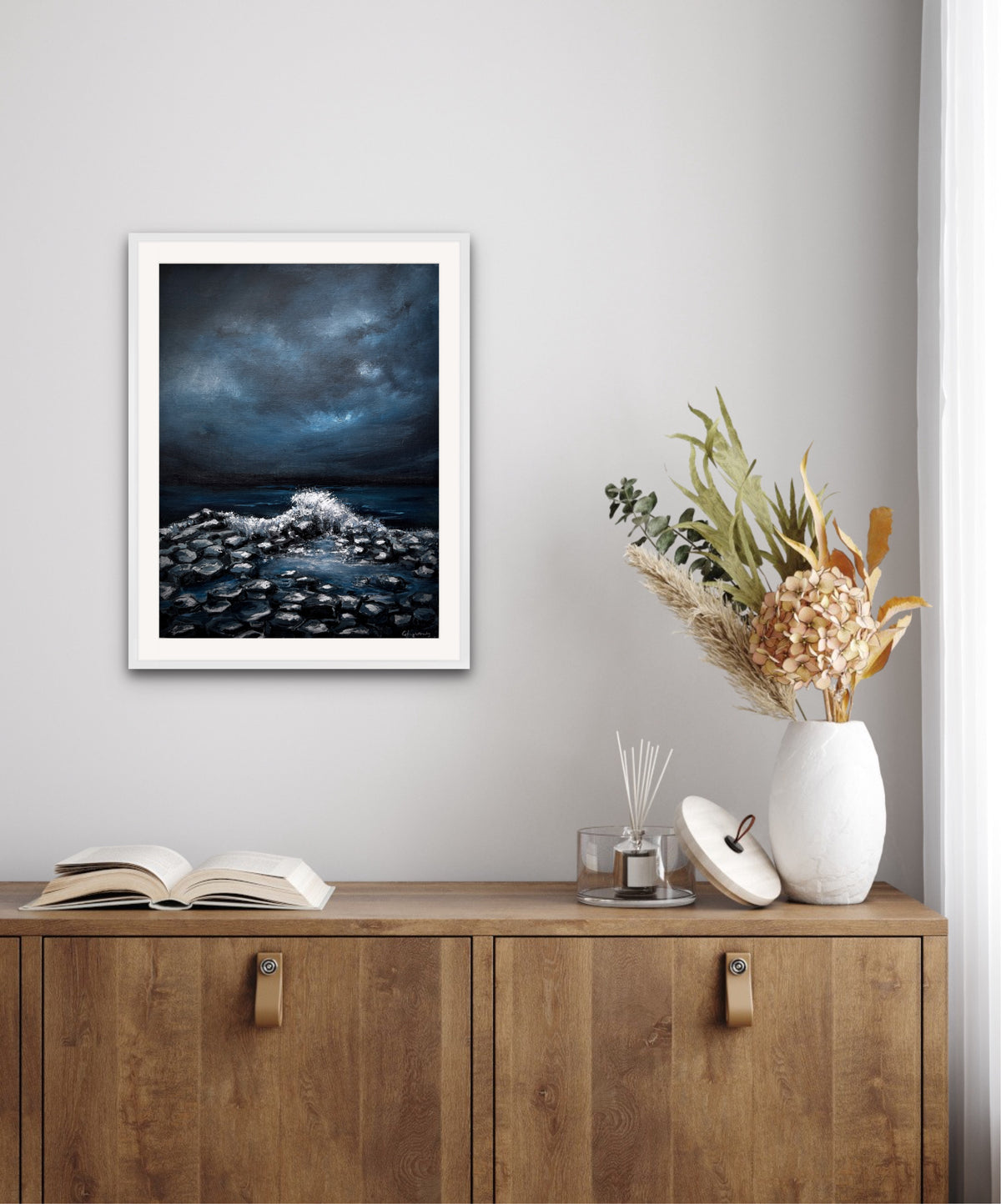 Giants Causeway Blues, A3 (approx 30 x 42), original acrylic, framed