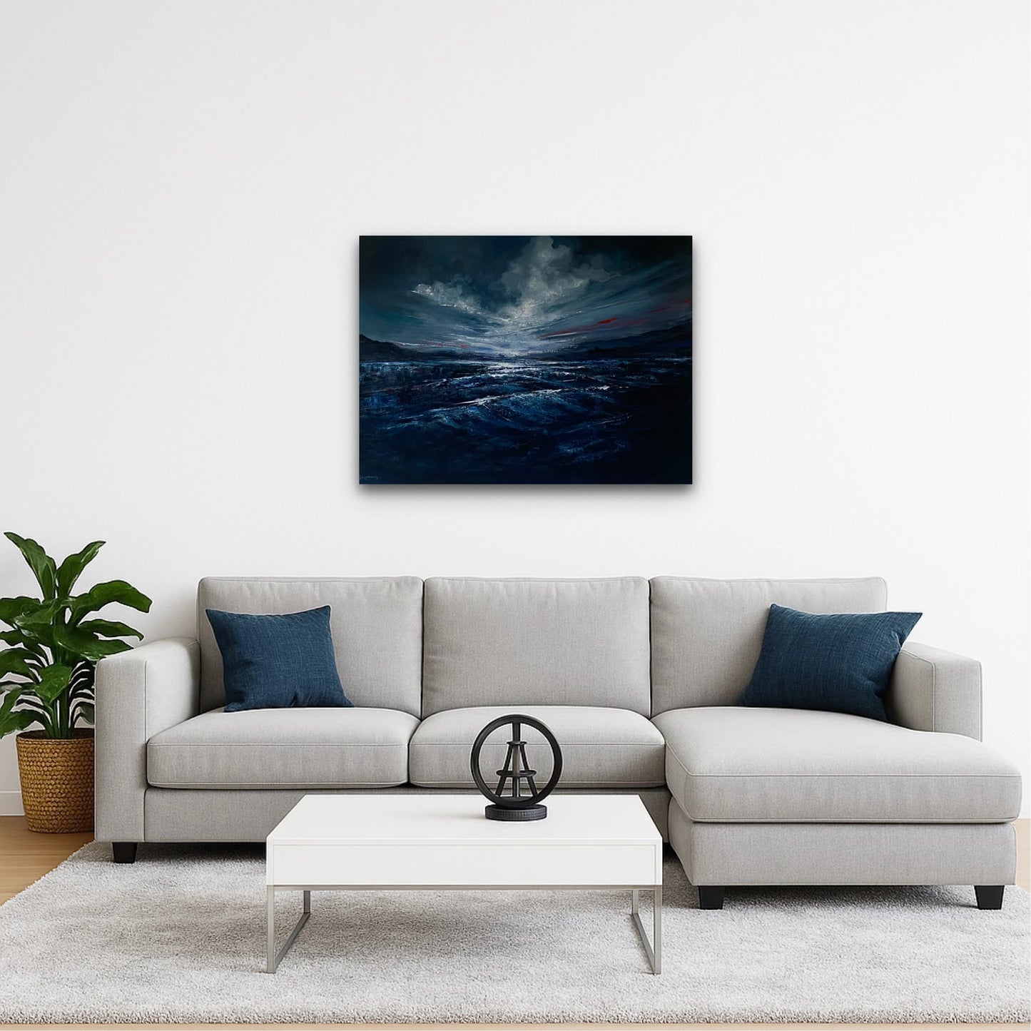 Glimmer Series: Where the Light Breaks Through Dark Skies - Original acrylic artwork, 81 x 61 cm, framed