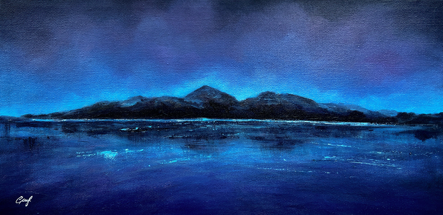 Blue Mournes, 40 x 20 cm, original acrylic, framed