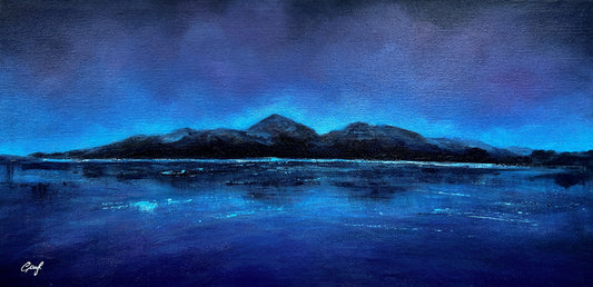 Blue Mournes, 40 x 20 cm, original acrylic, framed