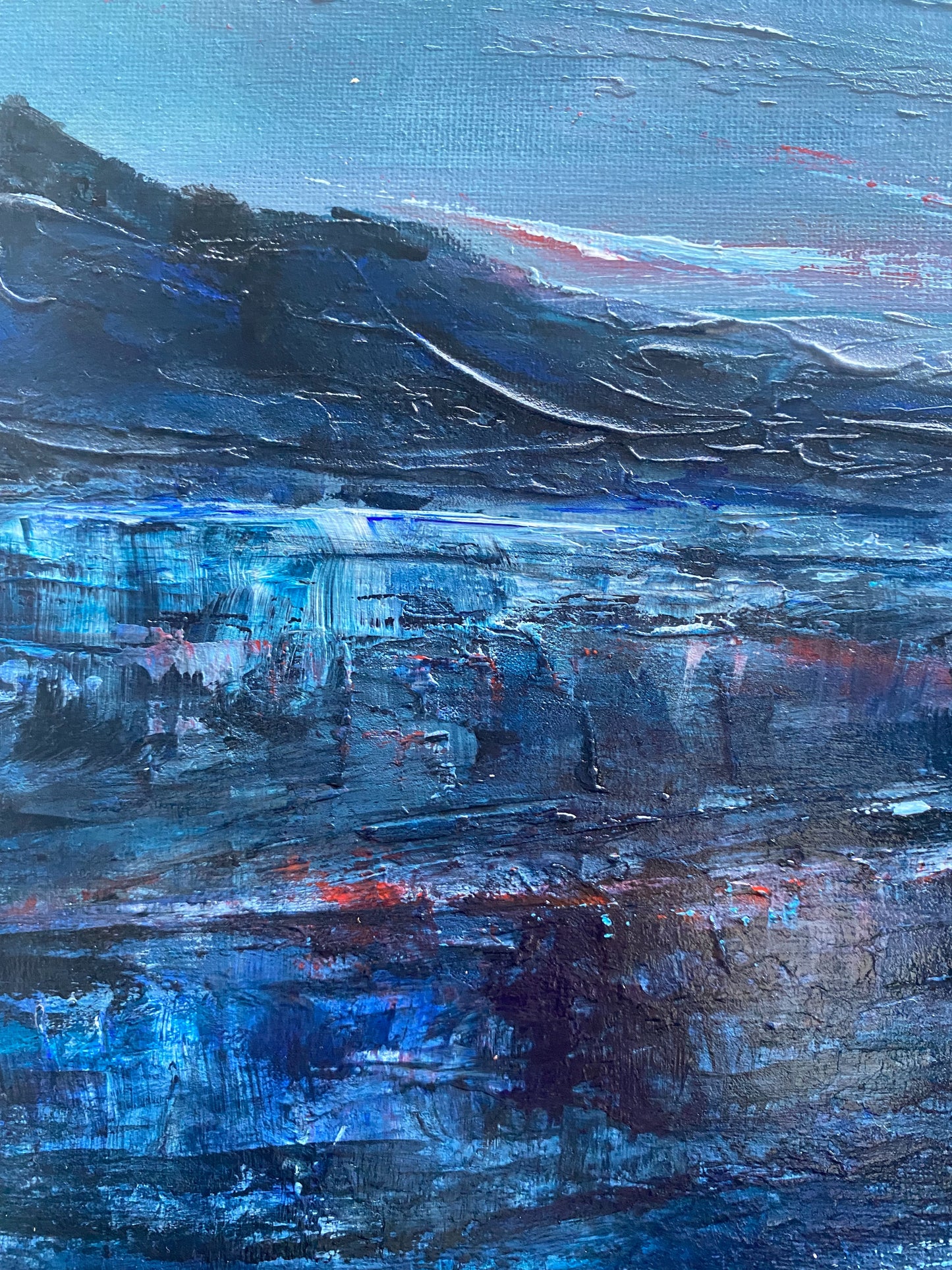 Glimmer Series: Where the Light Breaks Through Dark Skies - Original acrylic artwork, 81 x 61 cm, framed