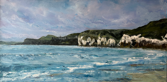 Whiterocks Bright Water and Hints of Pink, 70 x 35cm original acrylic, framed