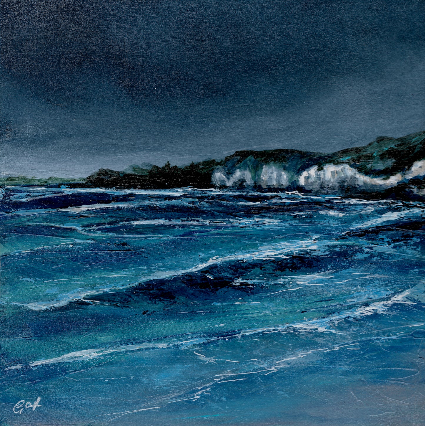 Moody Skies over Whiterocks - 20 x 20 cm, original acrylic on wood, framed