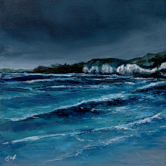 Moody Skies over Whiterocks - 20 x 20 cm, original acrylic on wood, framed